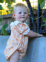 Thanksgiving Turkey Floral Lace Bubble Girls Romper by Rylee Faith Designs