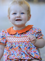 Fall Floral Smocked Bubble Romper by Rylee Faith Designs