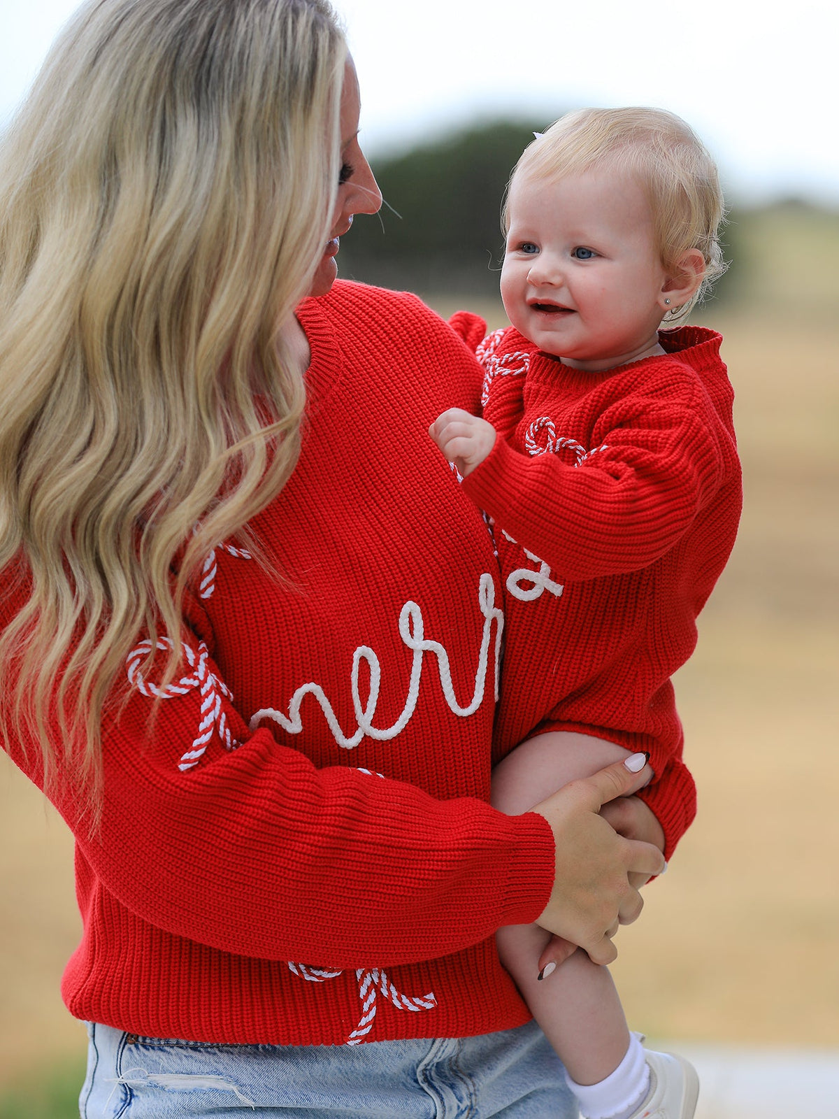 Christmas Candy Cane Merry Knit Baby Romper by Rylee Faith Designs
