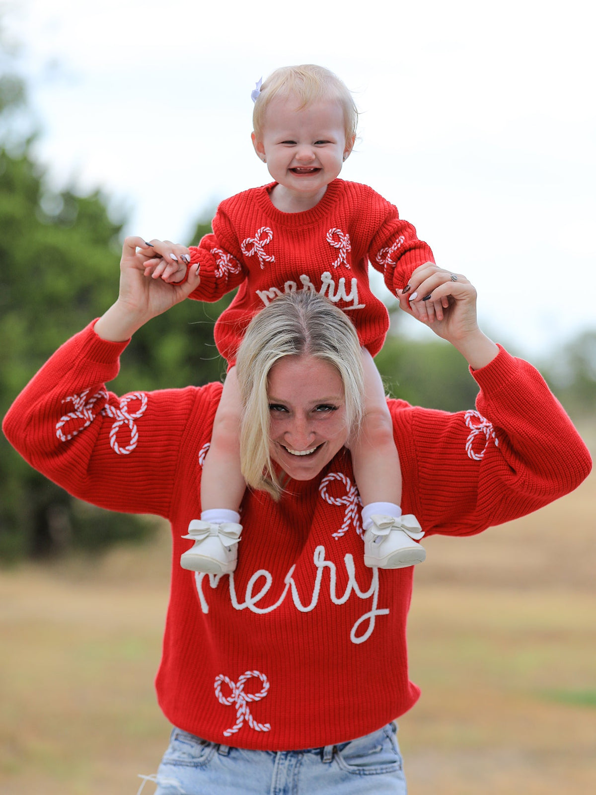 Christmas Candy Cane Merry Knit Baby Romper by Rylee Faith Designs