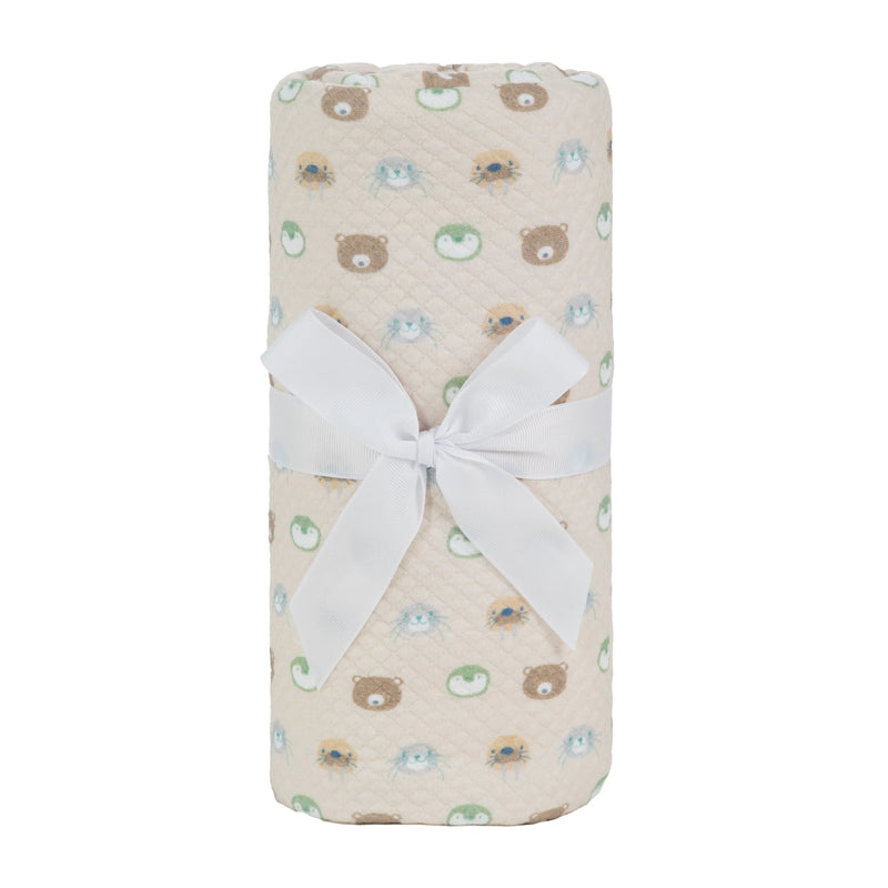 Sealy Baby Printed Knit Blanket - Beige Animal Faces Goosewaddle® | Newborn Baby Blankets Toys Teethers Bibs & More
