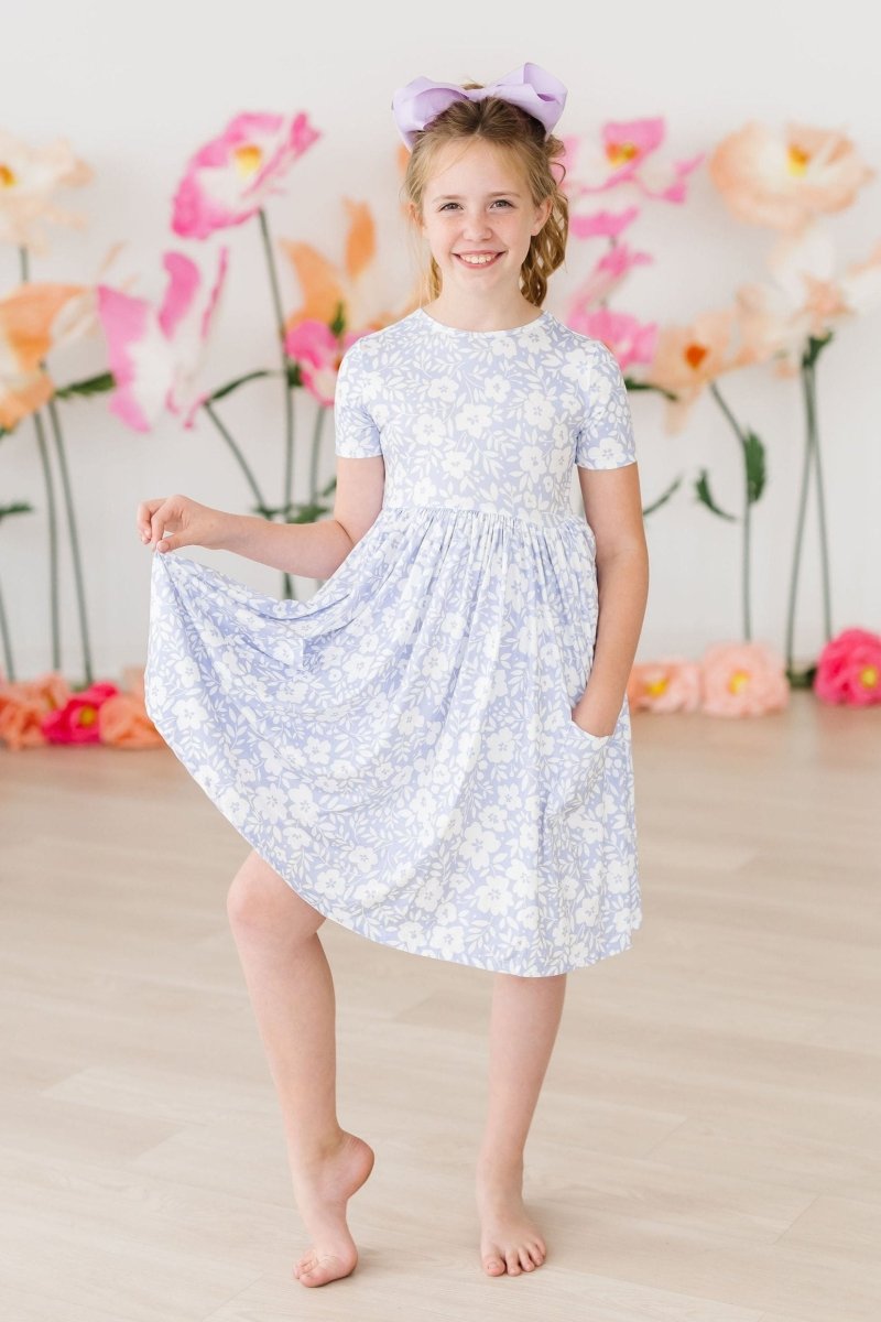 Mila & Rose ® Blossom Bliss Short Sleeve Pocket Twirl Dress Toddler - Everetts Place Boutique - 