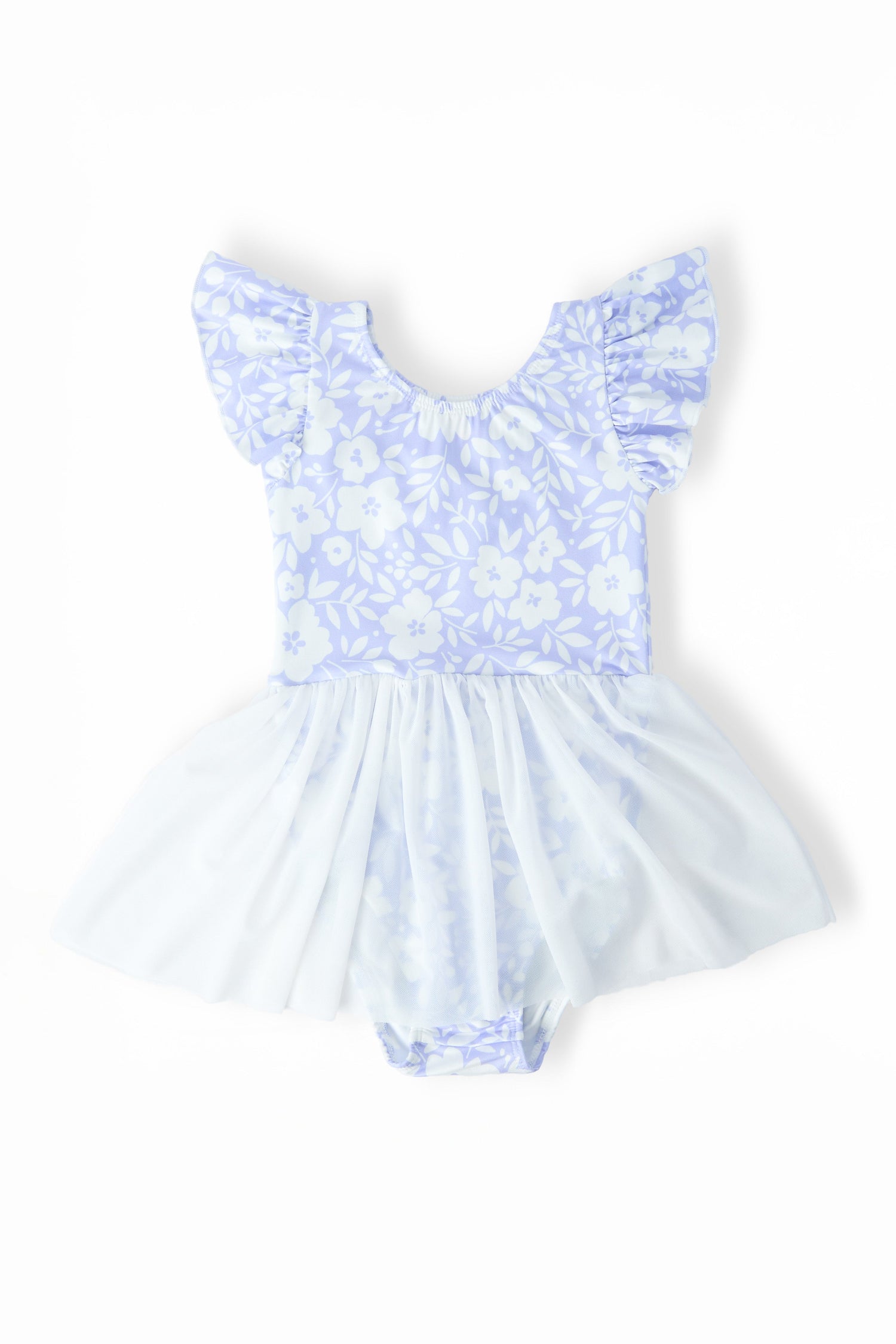 Short-sleeve twirl leotard in Blossom Bliss floral print with an attached twirl skirt