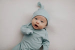 Three Little Tots Blue Bird Ribbed Knotted Newborn Gown - 