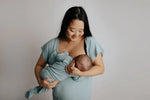 Three Little Tots Blue Bird Ribbed Knotted Newborn Gown - 