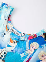 Blue Christmas Character Print Party Dress For Girls - Everetts Place Boutique - 