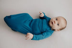 Three Little Tots Blue Knotted Newborn Baby Gown - 