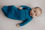 Three Little Tots Blue Knotted Newborn Baby Gown - 