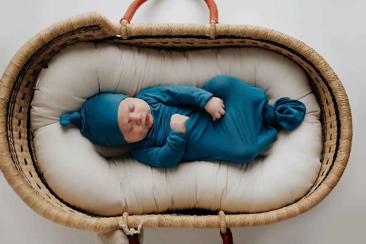 Three Little Tots Blue Knotted Newborn Baby Gown - 