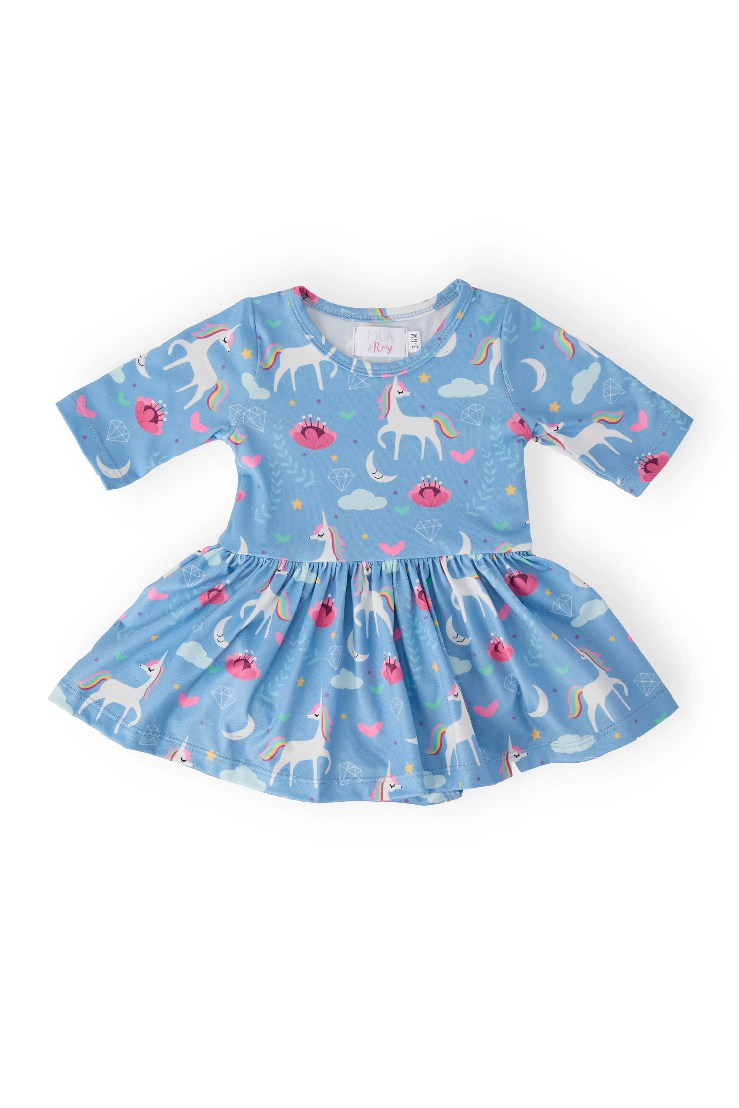 Mila & Rose ® Blue Moon 3/4 Sleeve Twirl Bodysuit - 