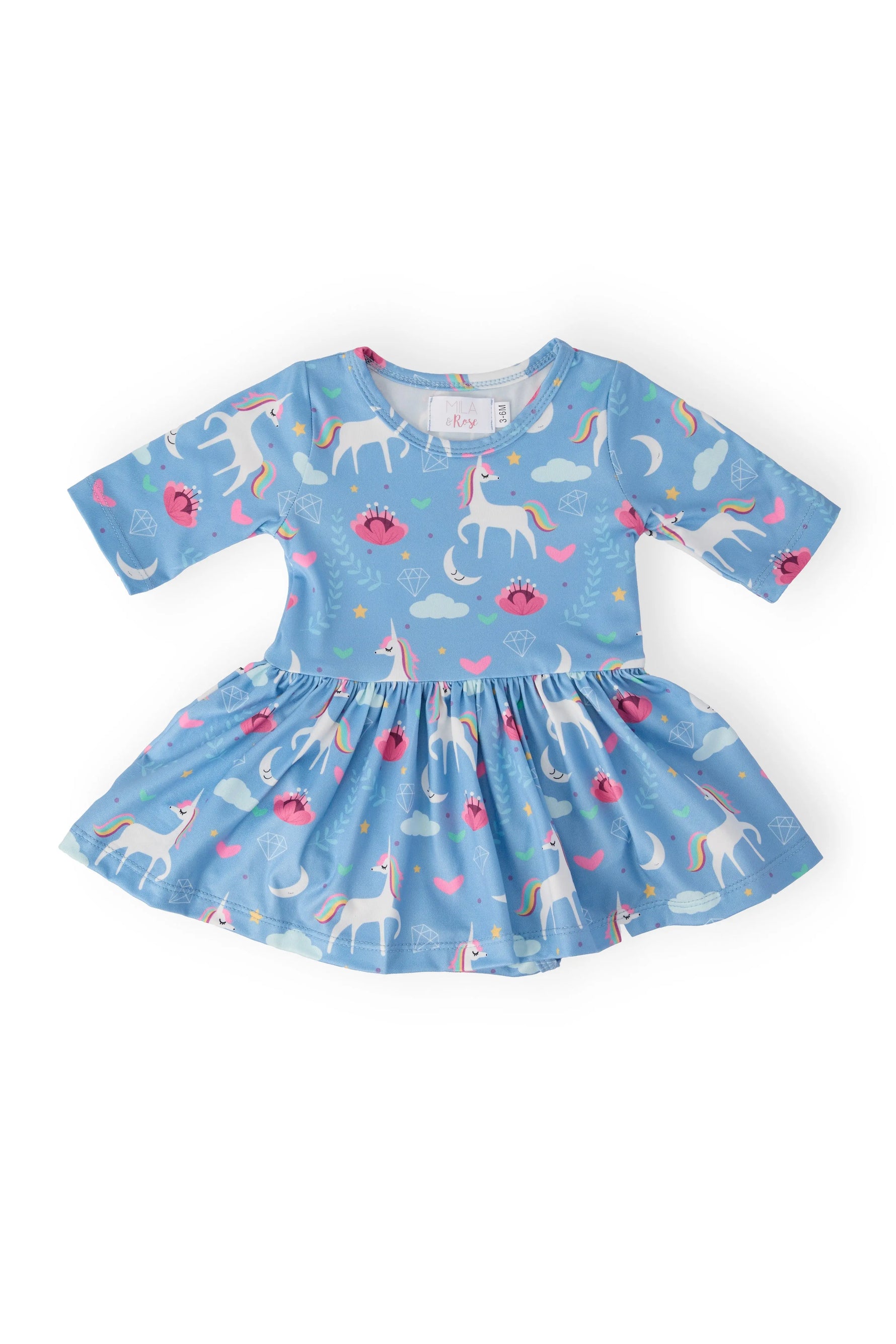 Mila & Rose ® Blue Moon 3/4 Sleeve Twirl Bodysuit - 