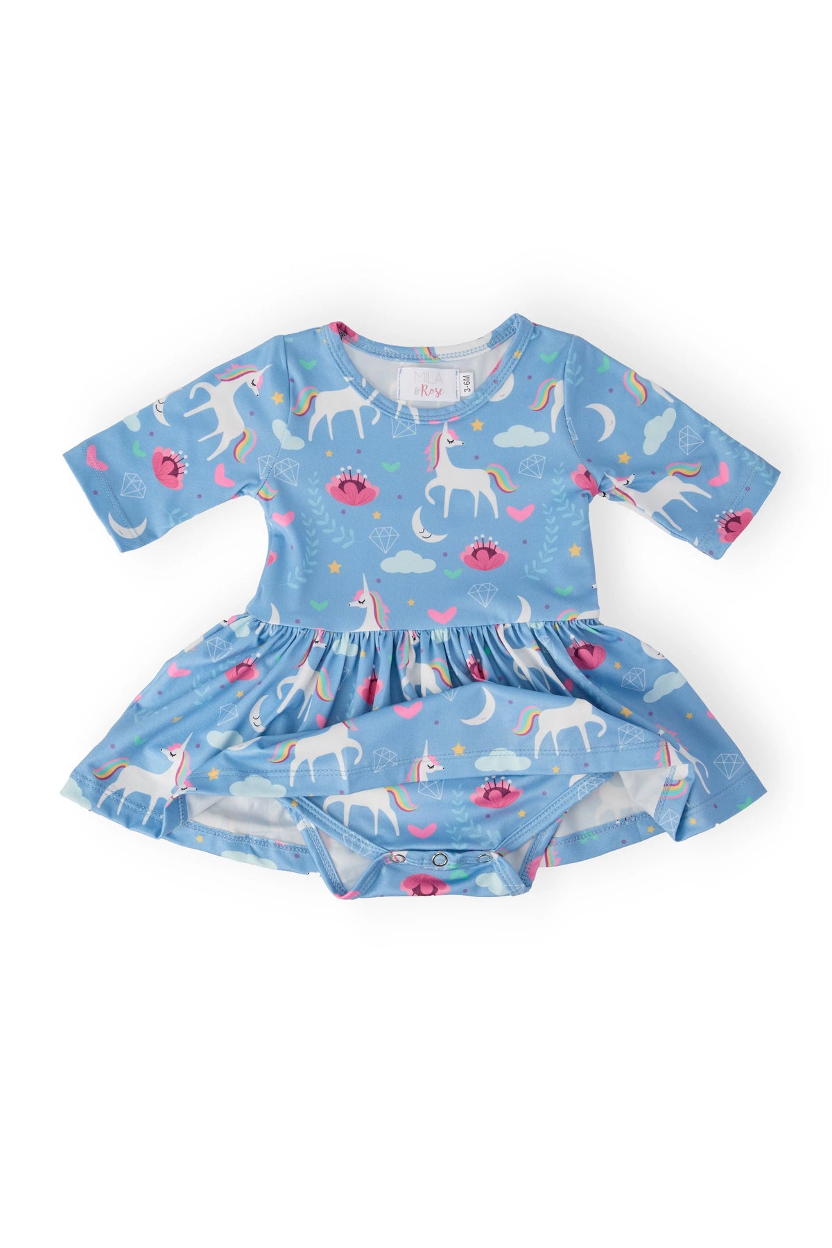 Mila & Rose ® Blue Moon 3/4 Sleeve Twirl Bodysuit - 
