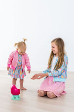 Mila & Rose ® Blue Retro Unicorns Satin Jacket For Girls Perfect Layering - Everetts Place Boutique - 