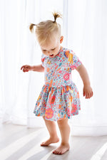 Blue Retro Unicorns Short Sleeve Twirl Bodysuit For Babies Mila & Rose ® Everetts Place: Online Boutique