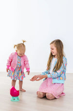 Blue Retro Unicorns Short Sleeve Twirl Bodysuit For Babies Mila & Rose ® Everetts Place: Online Boutique