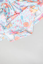 Blue Retro Unicorns Short Sleeve Twirl Bodysuit For Babies Mila & Rose ® Everetts Place: Online Boutique
