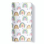 Honey Lemonade Soft Cotton Changing Pad Cover with Blue Rainbow Design for Baby Nursery -