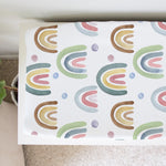Honey Lemonade Soft Cotton Changing Pad Cover with Blue Rainbow Design for Baby Nursery -