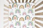 Honey Lemonade Soft Fitted Crib Sheet with Blue Rainbow Design for Baby Photography - Furniture > Baby & Toddler Furniture > Crib & Toddler Bed Accessories