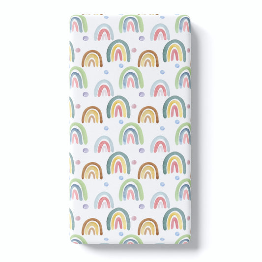 Fitted Crib Sheet - Blue Rainbow Honey Lemonade