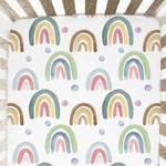 Honey Lemonade Soft Fitted Crib Sheet with Blue Rainbow Design for Baby Photography - Furniture > Baby & Toddler Furniture > Crib & Toddler Bed Accessories