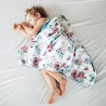 Minky Baby Blanket Blue Floral by Honey Lemonade at Everetts Place