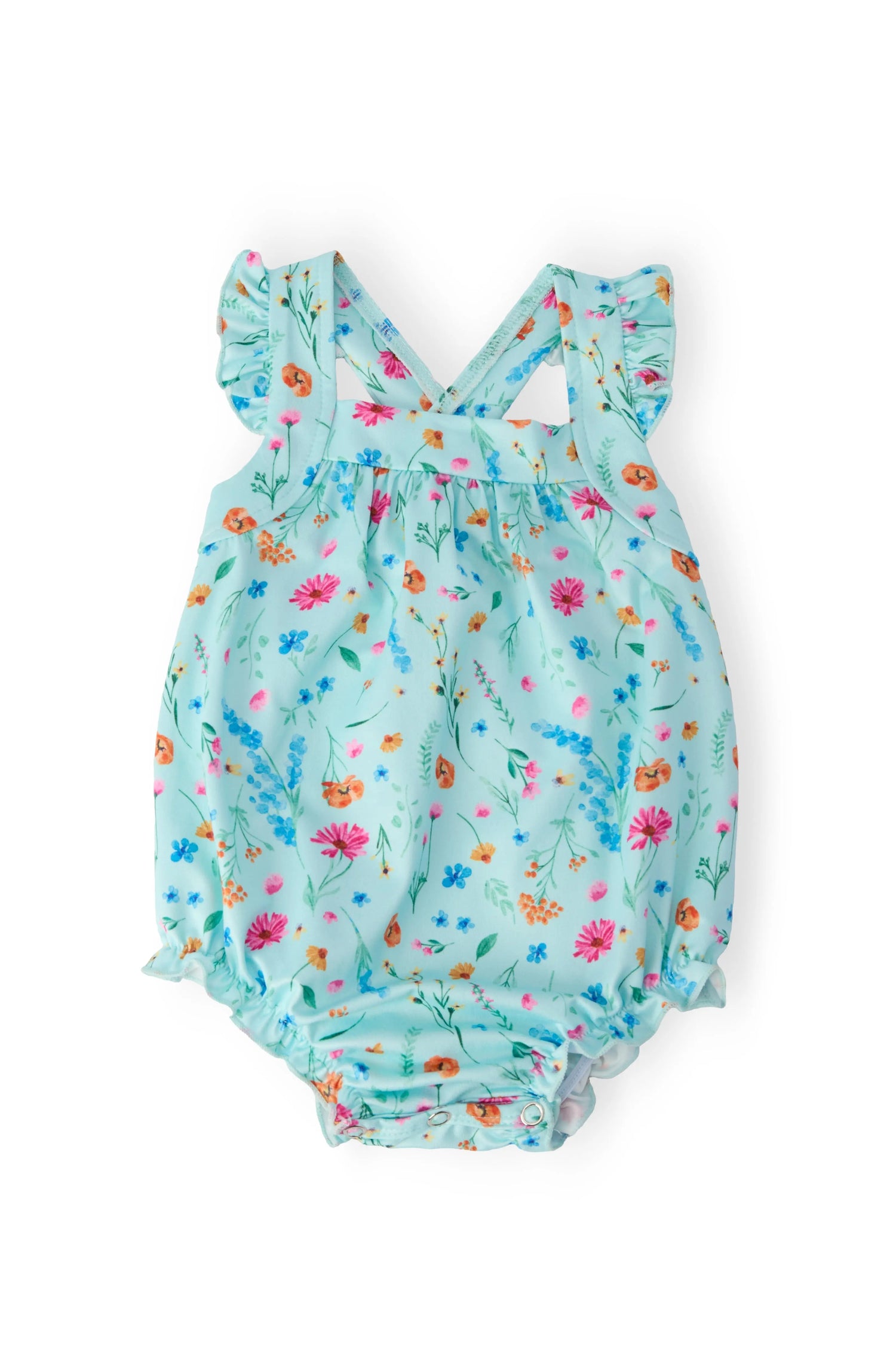 Mila & Rose ® Bluebell Breeze Ruffle Cross Back Romper - 