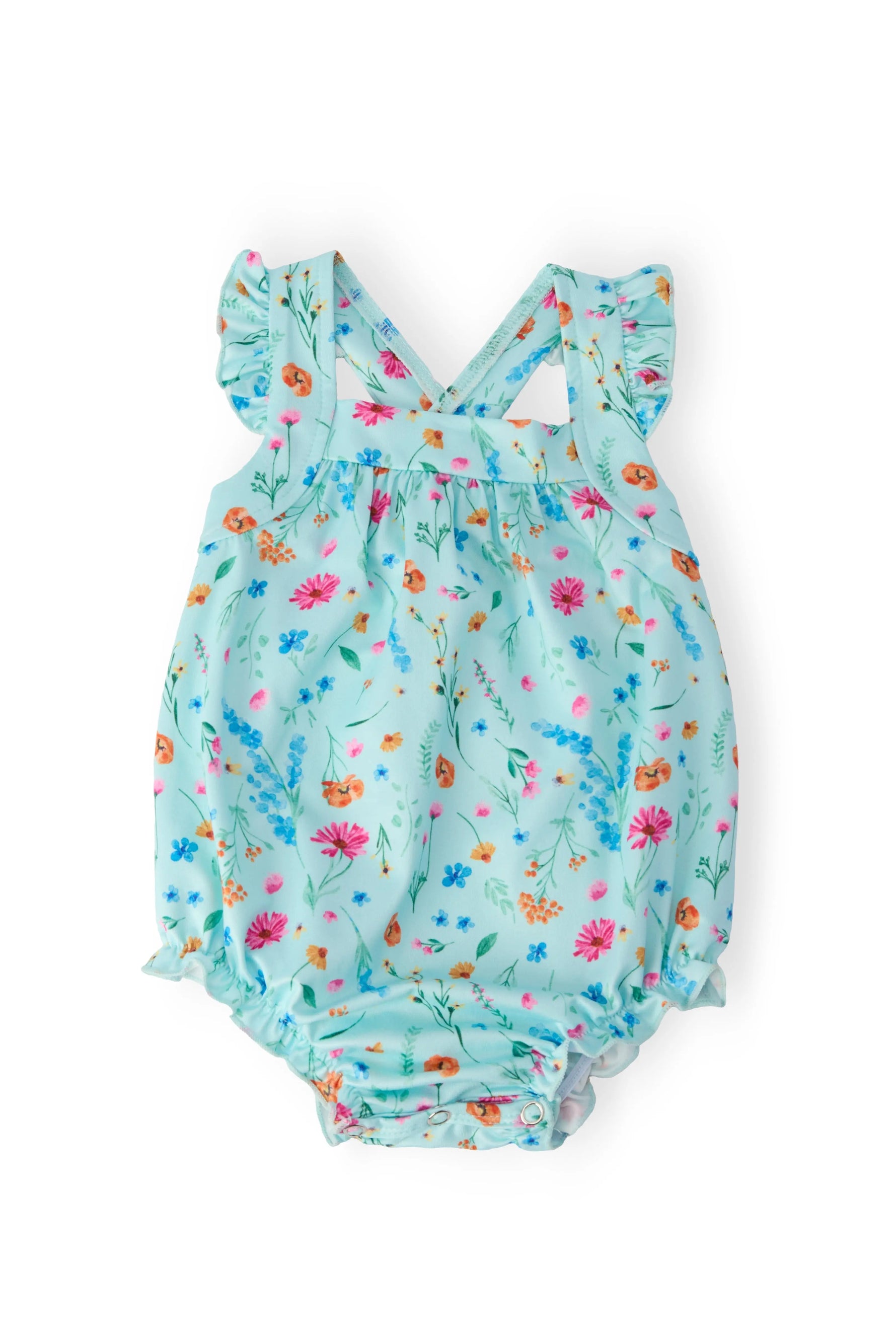 Mila & Rose ® Bluebell Breeze Ruffle Cross Back Romper - 