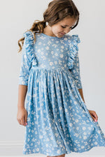 Mila & Rose ® Bluebell Three Quarter Sleeve Ruffle Twirl Dress For Girls - Everetts Place Boutique - 