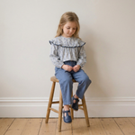 Organic Ruffle Cotton Blouse - Bluebell Vine by Makemake Organics