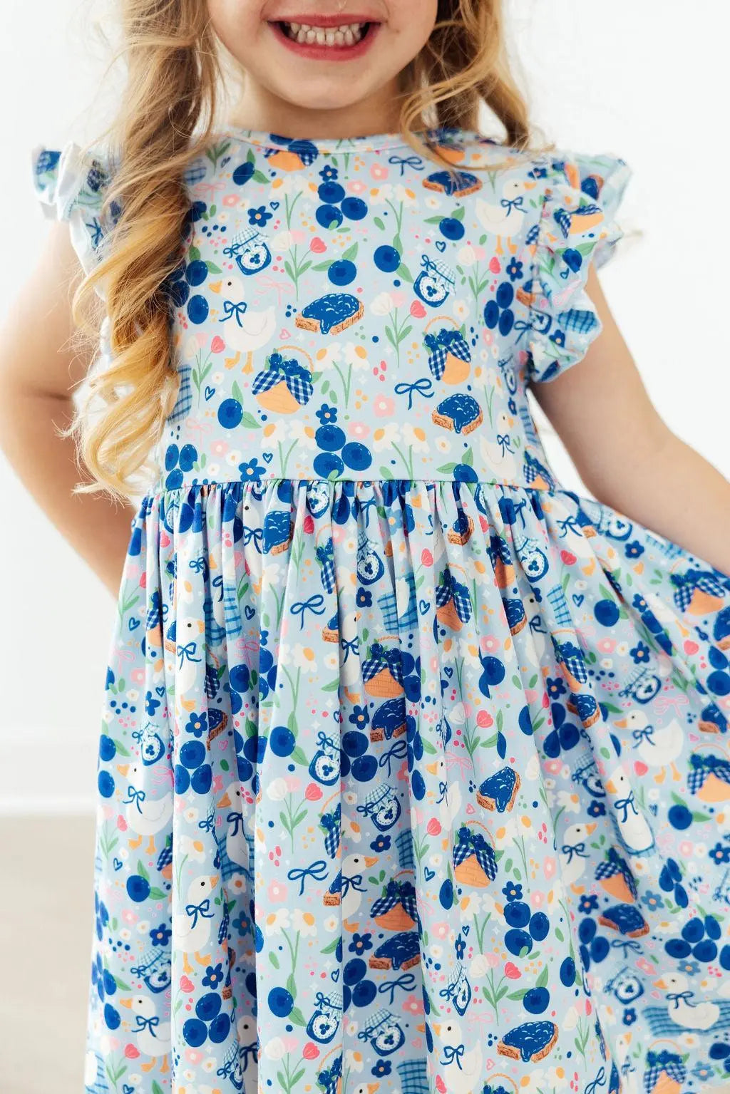 Mila & Rose ® Blueberry Picnic Flutter Sleeve Twirl Dress - 