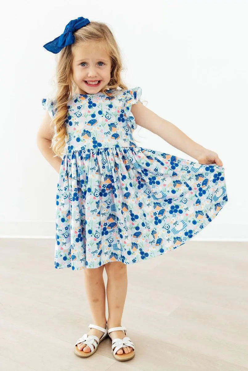 Mila & Rose ® Blueberry Picnic Flutter Sleeve Twirl Dress - 