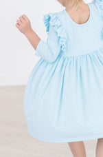 Mila & Rose ® Bluebird Three Quarter Sleeve Ruffle Twirl Dress Girls - Everetts Place Boutique - 