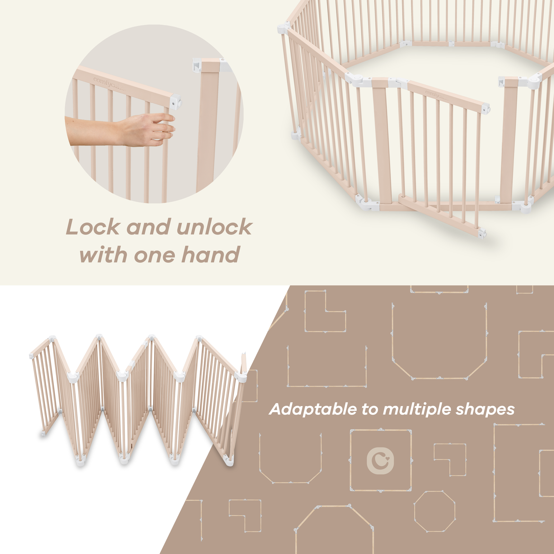 Blush Baby And Toddler Playpen Safe Wood By Comfy Cubs Comfy Cubs Everetts Place: Online Boutique
