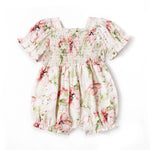 Blush Bouquet Smocked Baby Girl Romper Floral One Piece Outfit Tesa Babe 