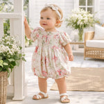Blush Bouquet Smocked Baby Girl Romper Floral One Piece Outfit Tesa Babe 
