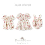 Blush Bouquet Smocked Baby Girl Romper Floral One Piece Outfit Tesa Babe 