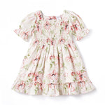 Blush Bouquet Smocked Puff Sleeve Dress For Baby Girls 12M To 6Y Tesa Babe 
