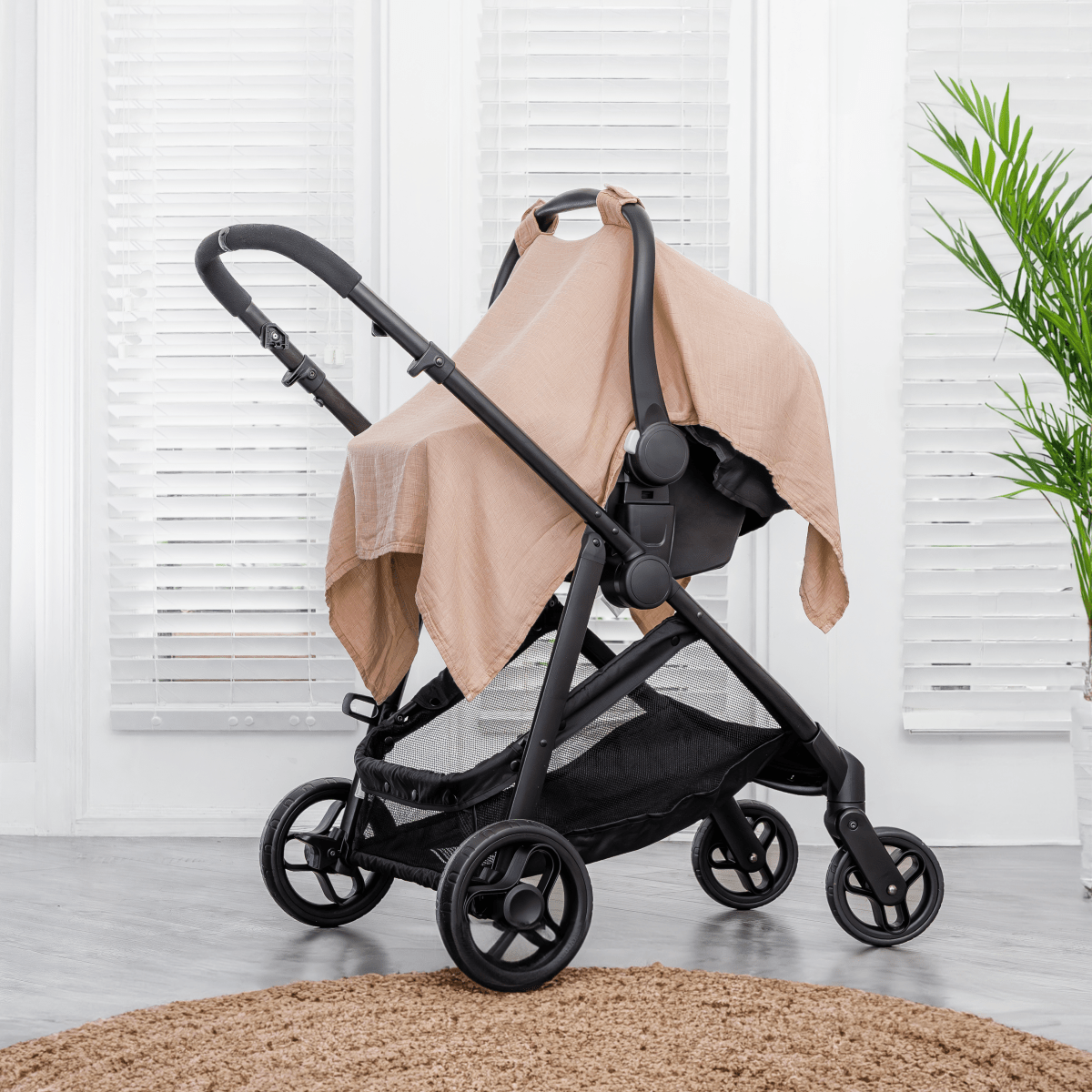 Comfy Cubs Blush Breathable Baby Car Seat Cover Soft Bamboo Muslin - Everetts Place Boutique - 