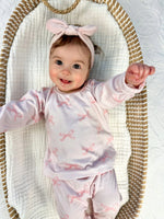 Little Joy Co. Blushing Bows Modal Lounge Set Two Piece Comfort Wear - Apparel & Accessories > Clothing > Baby & Toddler Clothing > Baby & Toddler Outfits