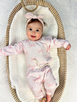 Little Joy Co. Blushing Bows Modal Lounge Set Two Piece Comfort Wear - Apparel & Accessories > Clothing > Baby & Toddler Clothing > Baby & Toddler Outfits