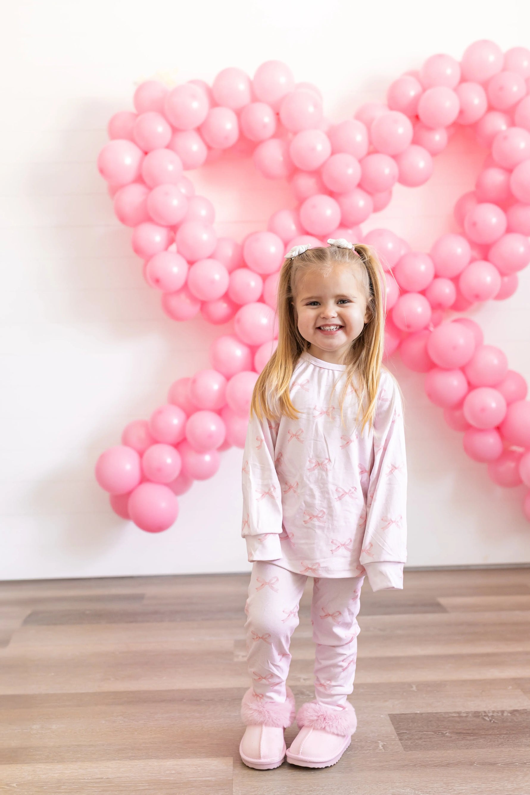 Little Joy Co. Blushing Bows Modal Lounge Set Two Piece Comfort Wear - Apparel & Accessories > Clothing > Baby & Toddler Clothing > Baby & Toddler Outfits