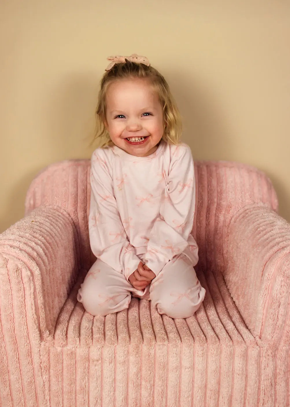 Little Joy Co. Blushing Bows Modal Lounge Set Two Piece Comfort Wear - Apparel & Accessories > Clothing > Baby & Toddler Clothing > Baby & Toddler Outfits