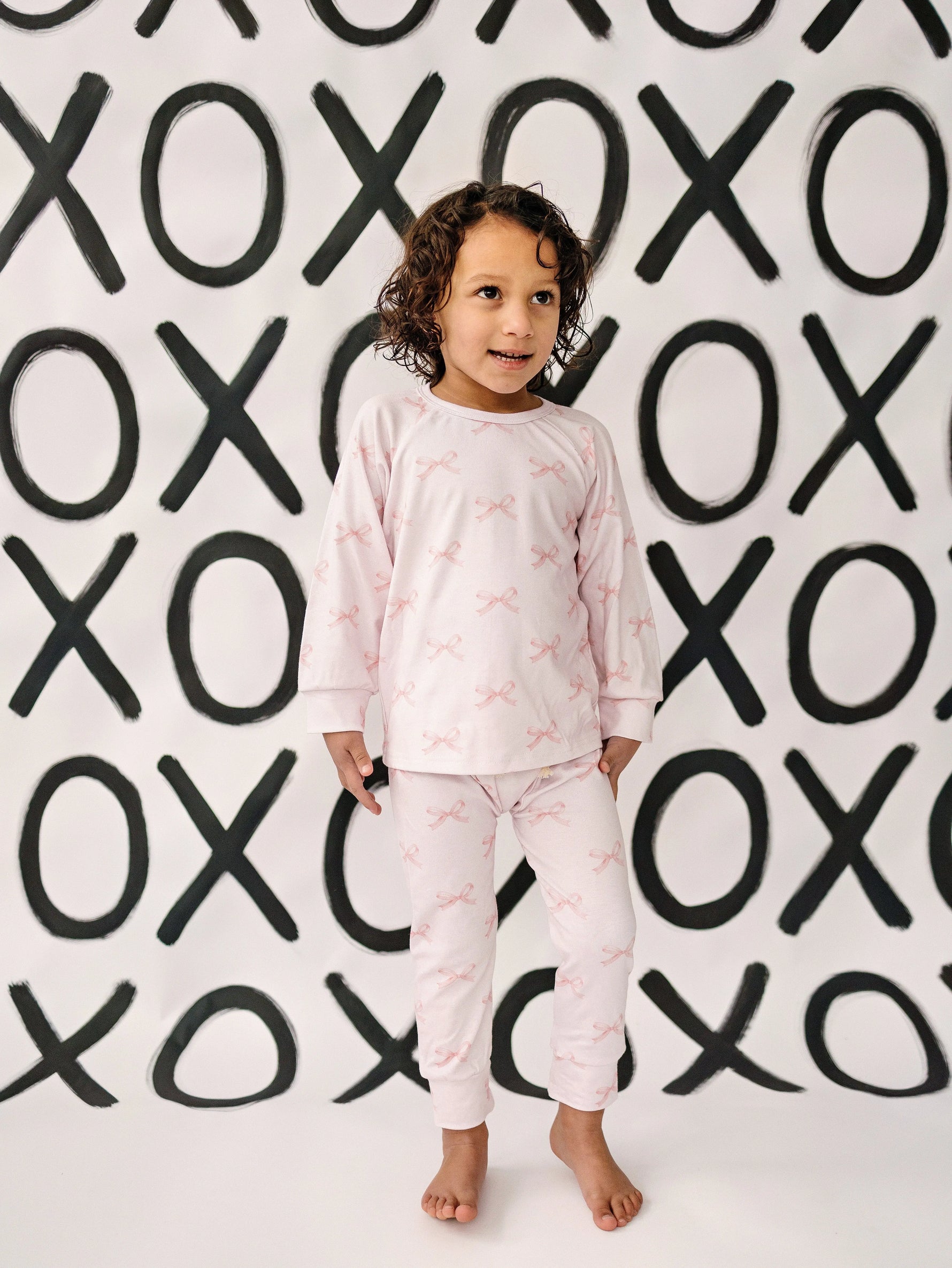 Little Joy Co. Blushing Bows Modal Lounge Set Two Piece Comfort Wear - Apparel & Accessories > Clothing > Baby & Toddler Clothing > Baby & Toddler Outfits