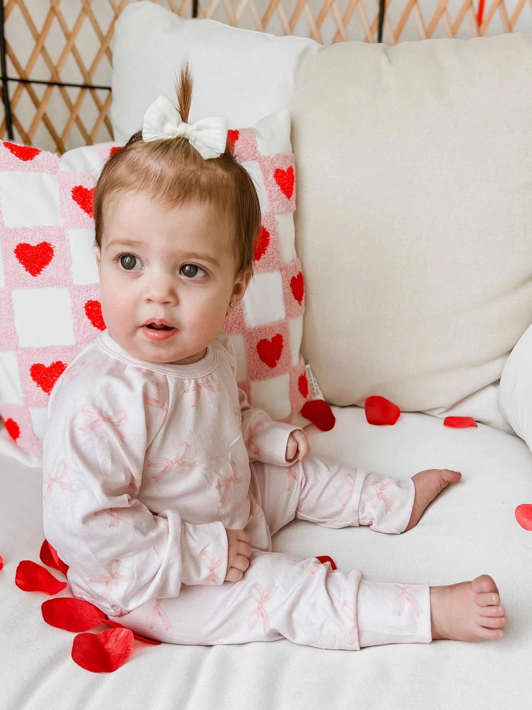 Little Joy Co. Blushing Bows Modal Lounge Set Two Piece Comfort Wear - Apparel & Accessories > Clothing > Baby & Toddler Clothing > Baby & Toddler Outfits