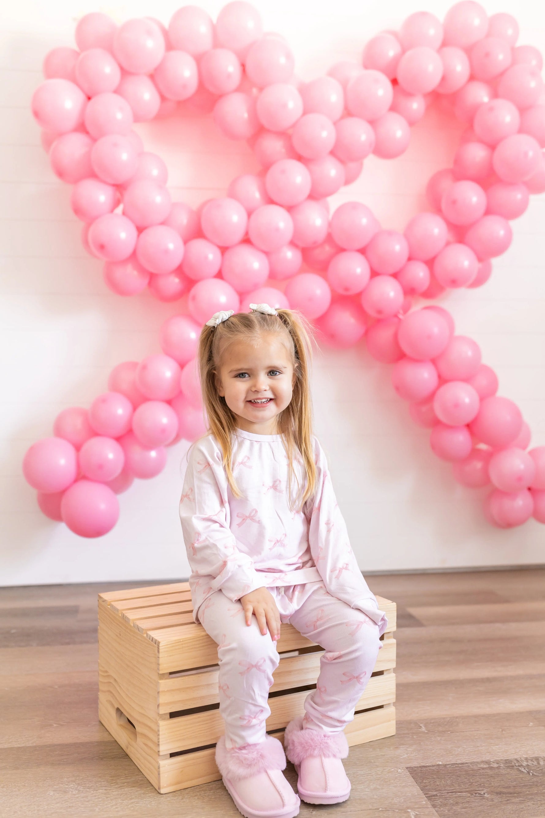 Little Joy Co. Blushing Bows Modal Lounge Set Two Piece Comfort Wear - Apparel & Accessories > Clothing > Baby & Toddler Clothing > Baby & Toddler Outfits