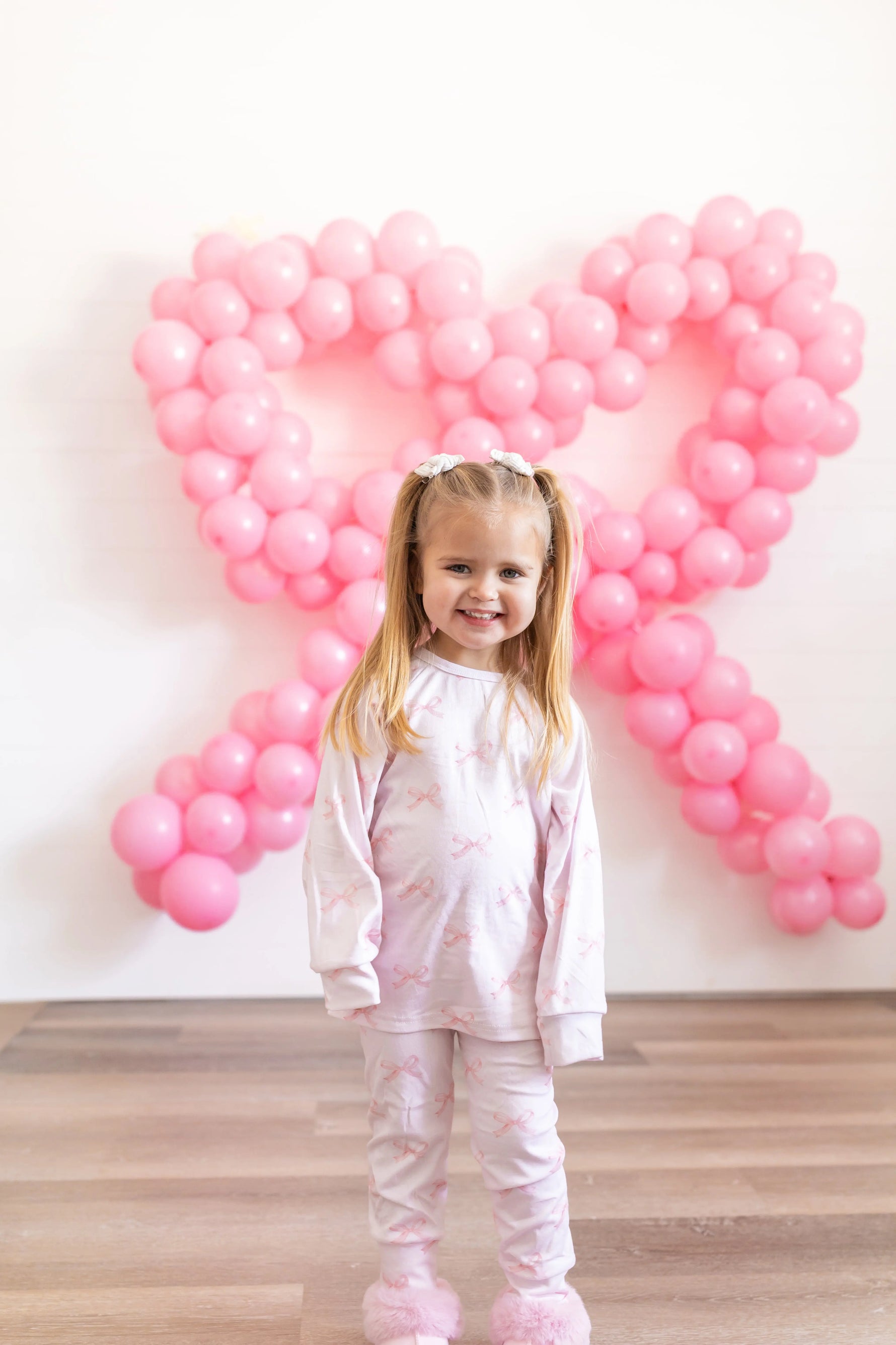 Little Joy Co. Blushing Bows Modal Lounge Set Two Piece Comfort Wear - Apparel & Accessories > Clothing > Baby & Toddler Clothing > Baby & Toddler Outfits