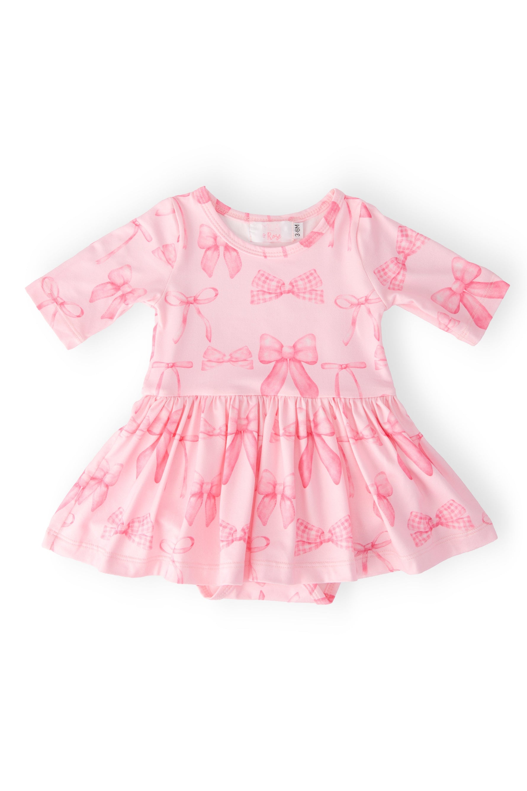 Blushing Bows Three Quarters Sleeve Twirl Baby Bodysuit Mila & Rose ® Everetts Place: Online Boutique
