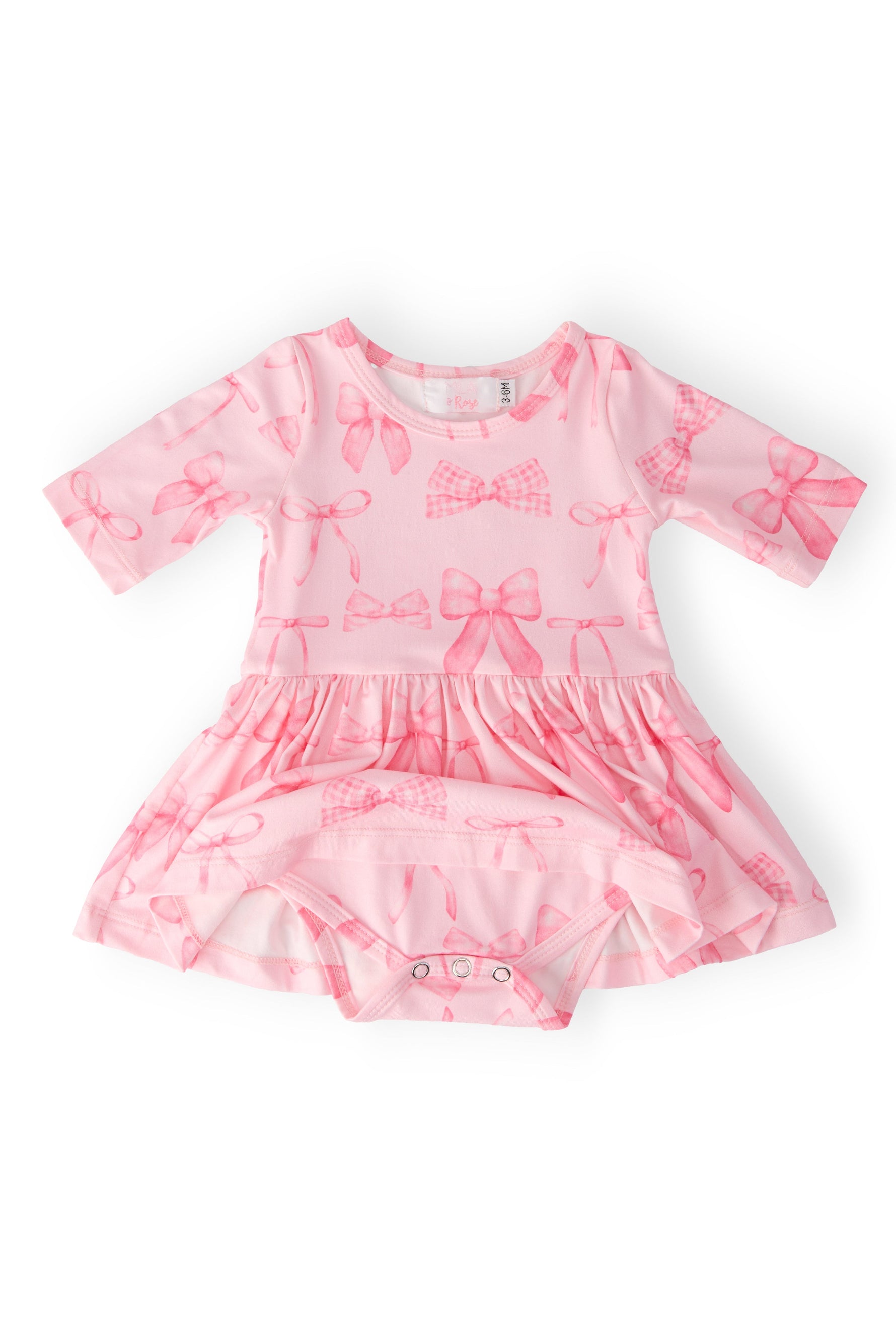 Blushing Bows Three Quarters Sleeve Twirl Baby Bodysuit Mila & Rose ® Everetts Place: Online Boutique