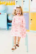 Mila & Rose ® Blushing Bows Twirl Dress With Pockets 3 4 Sleeve Girls - Everetts Place Boutique - 